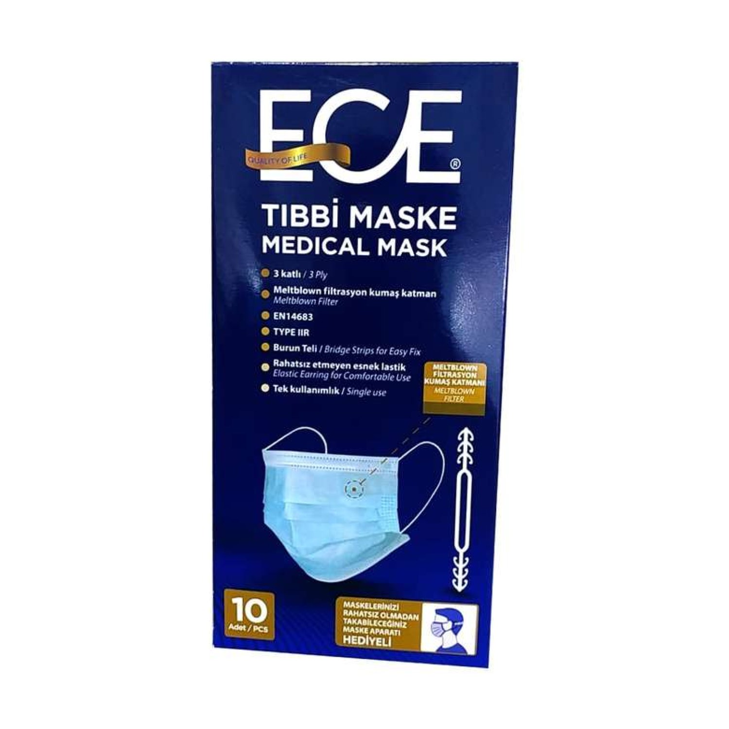 3 Katlı Meltblownlu Maske 10'lu