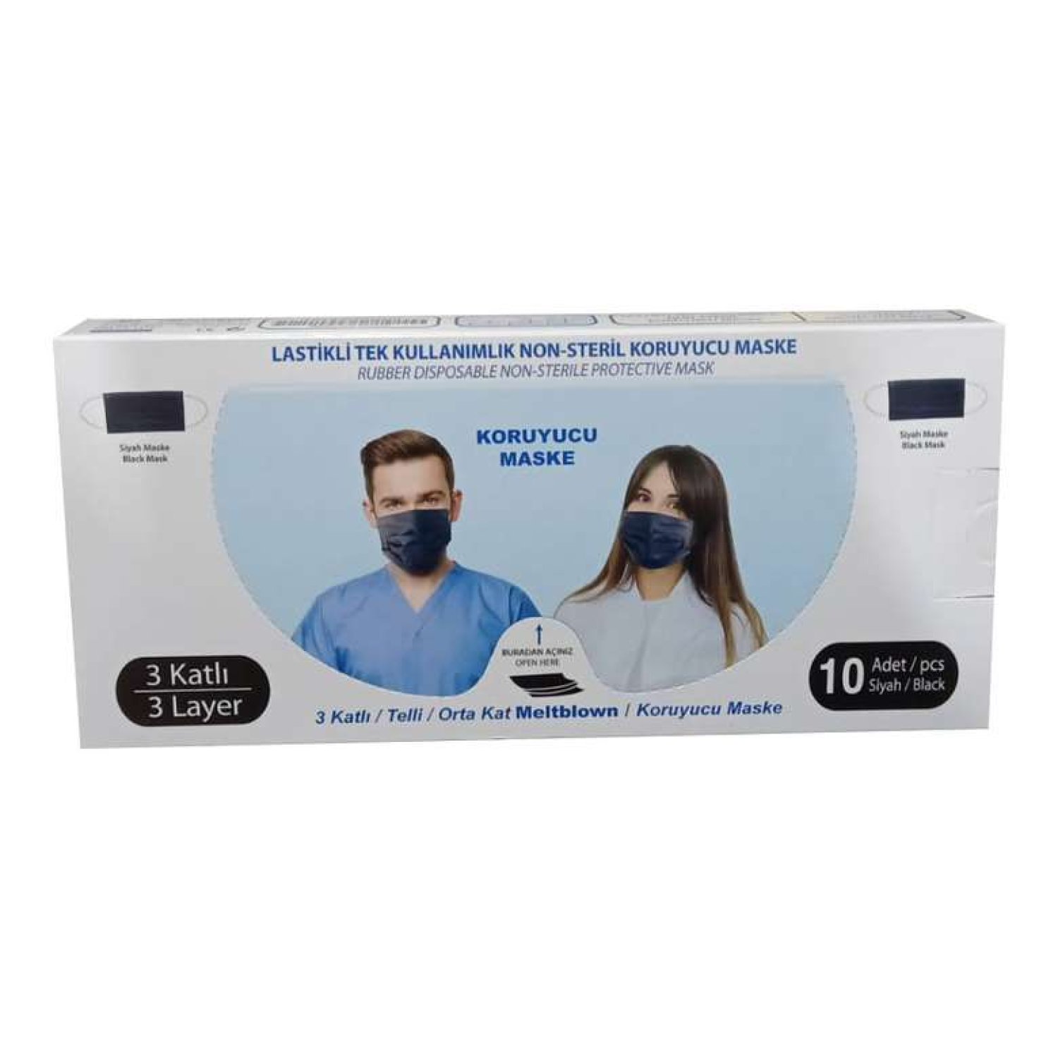 Meltblownlu Renkli Yetişkin Maske, Mavi