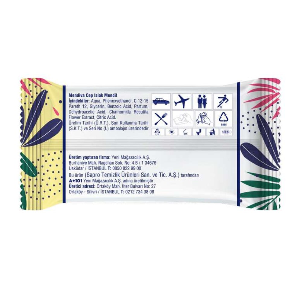 Mendiva Yenidoğan 15 Yaprak 3'lü Paket Islak Mendil