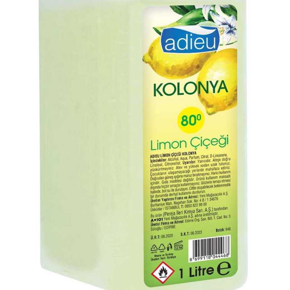 Adıeu Kolonya Limon Çiçeği 1000 Ml
