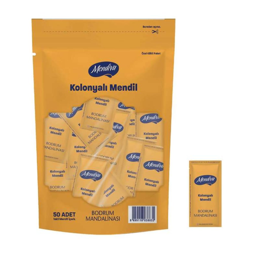 Mendiva Bodrum Mandalinalı Kolonyalı Mendil 50 Adet