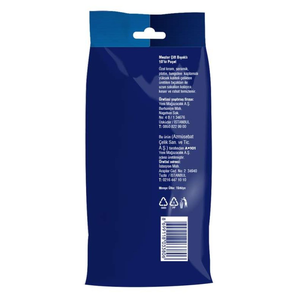Mentor Tıraş Bıçağı Çift Bıçak 10'lu