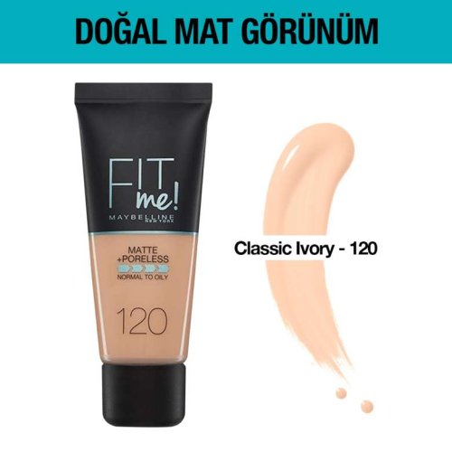 Maybelline New York Fit Me Matte&Poreless Fondöten 30 Ml - 120 Classic Ivory