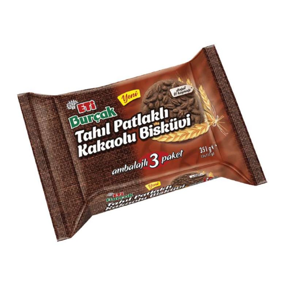 Burçak Tahıl Patlaklı Kakaolu Bisküvi 3x117 G
