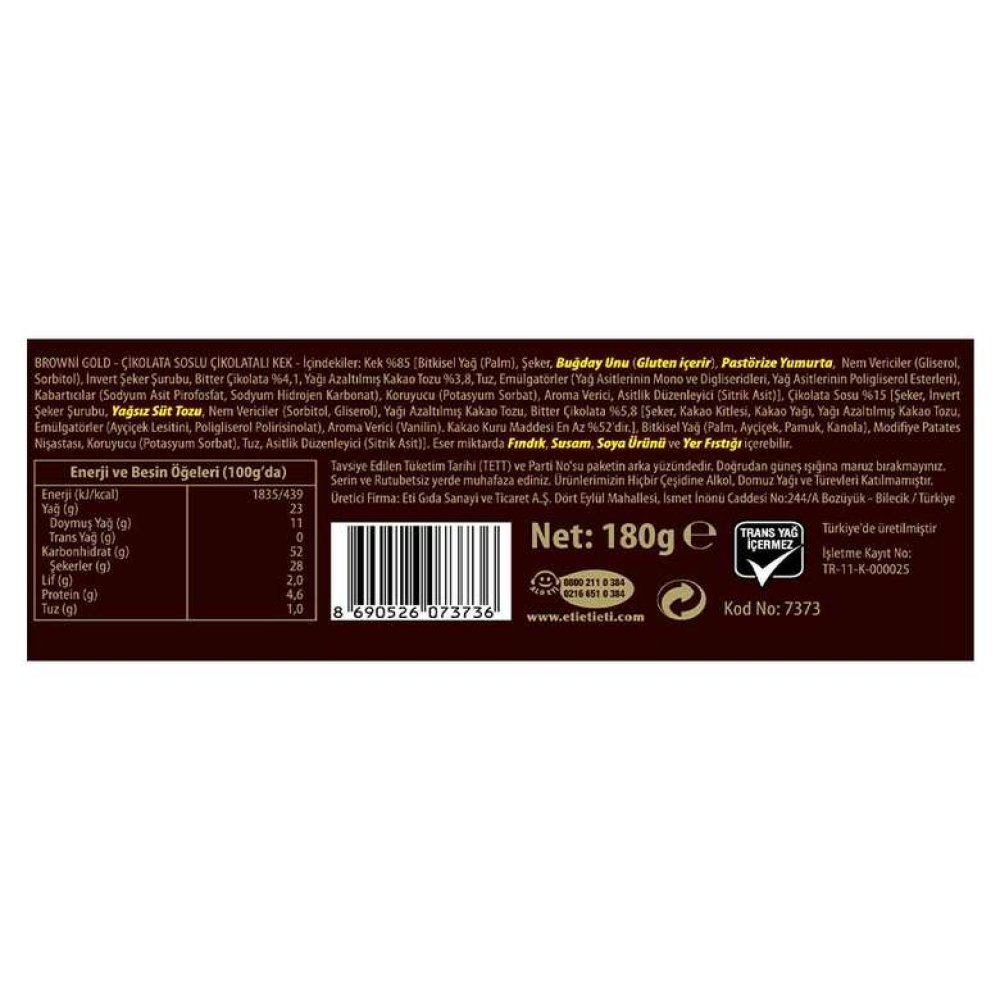 Eti Browni Kek Kakaolu Çikolata Soslu 9X20 G
