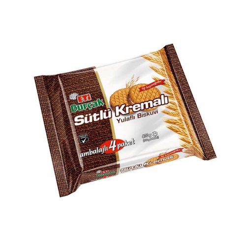 Eti Burçak Bisküvi Sütlü Kremalı 4X100 G