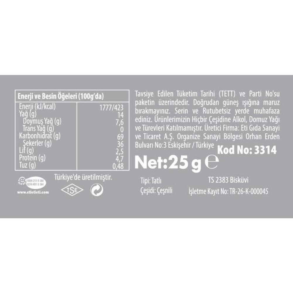Eti Cin Bisküvi Portakal Jöleli 5x27 G
