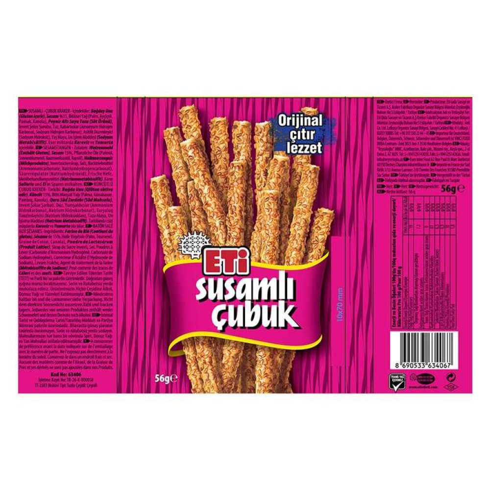 Eti Kraker Çubuk Susamlı 56 G