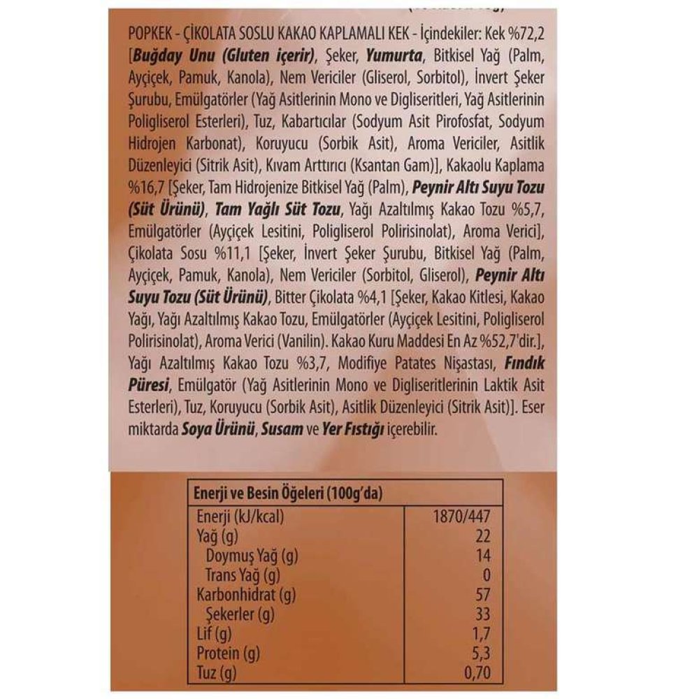 Eti Popkek Kek Çikolata Kremalı 180 G