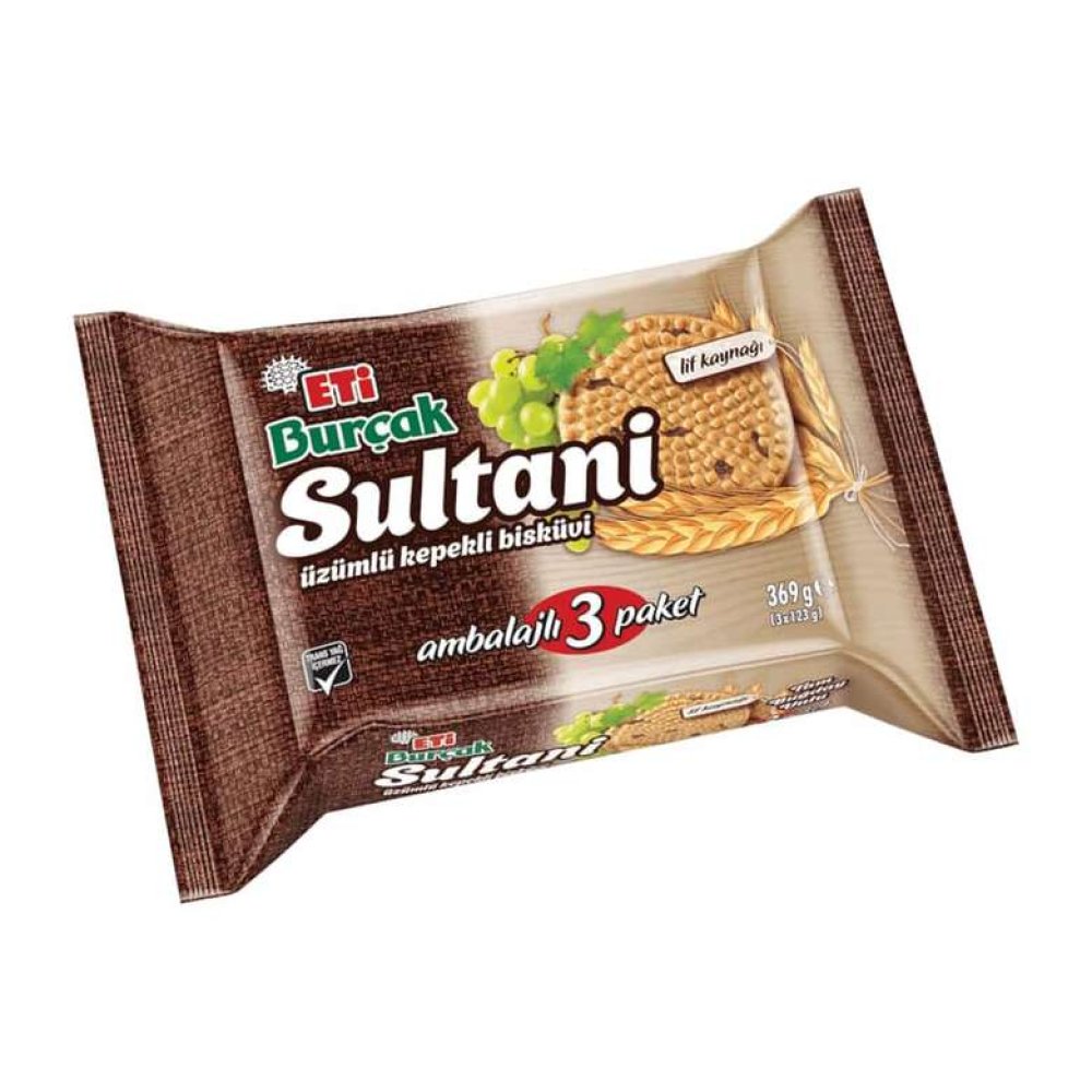 Eti Sultani Bisküvi Üzümlü Kepekli 3X123 G