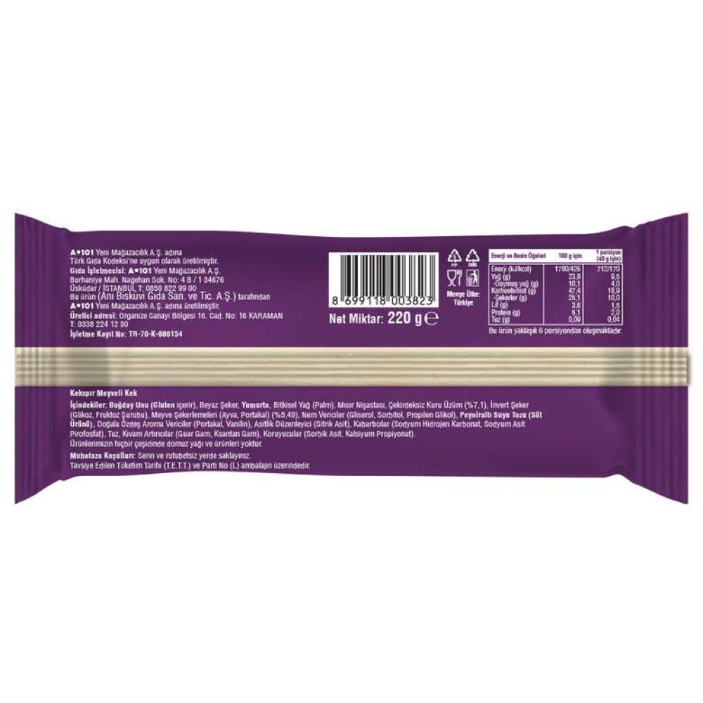 Kekspır Kek Meyveli 220 G