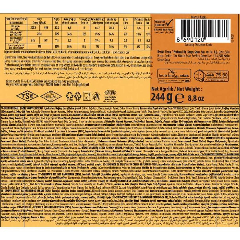 Torku Favorimo Muz Kremalı Bisküvi 4x76 G