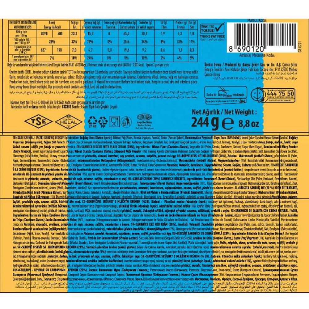 Torku Kremalı Bisküvi 4x76 G