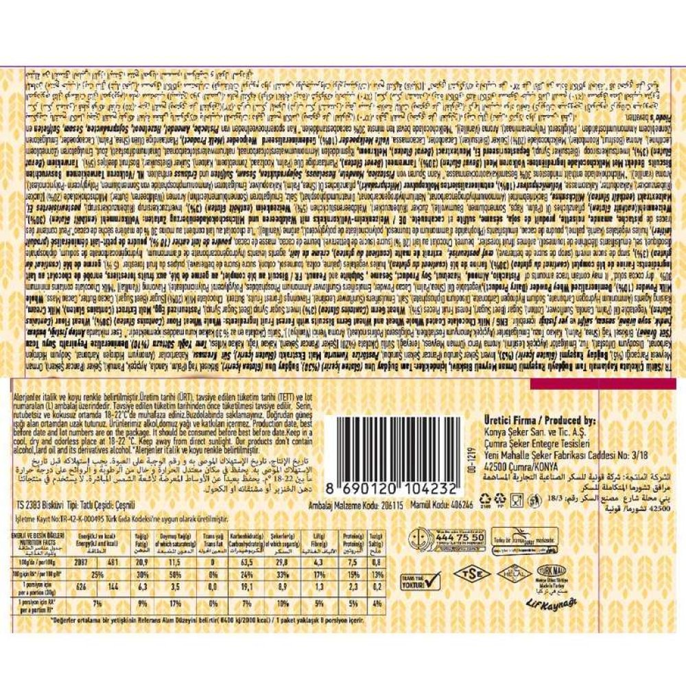 Torku Tam Ruşeymli Bisküvi Orman Meyveli 3x84 G