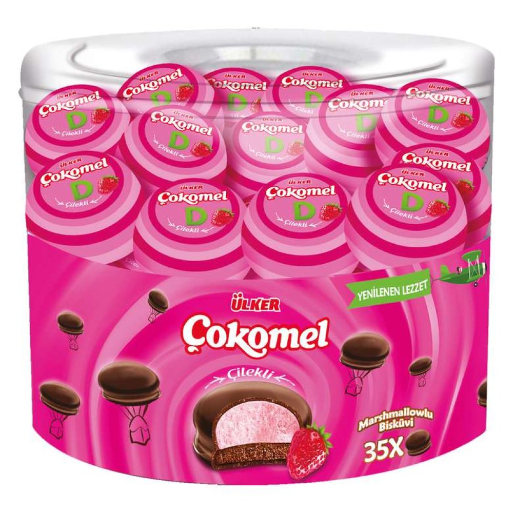 Ülker Çokomel Marshmallow Çilekli Bisküvi 35x12 G