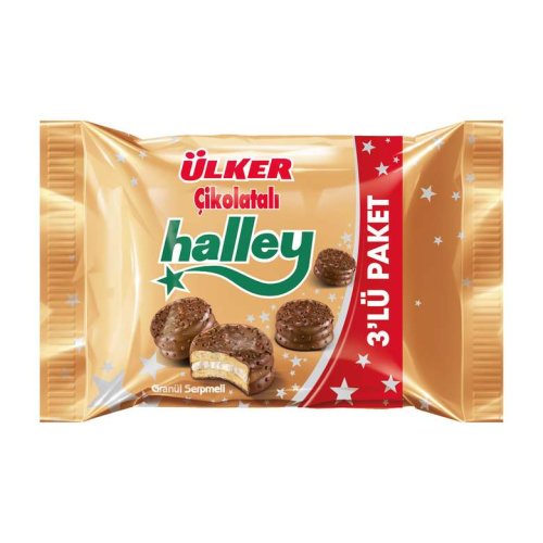 Ülker Halley Çikolatalı Mini Granüllü Marshmallowlu Bisküvi 3X66 G