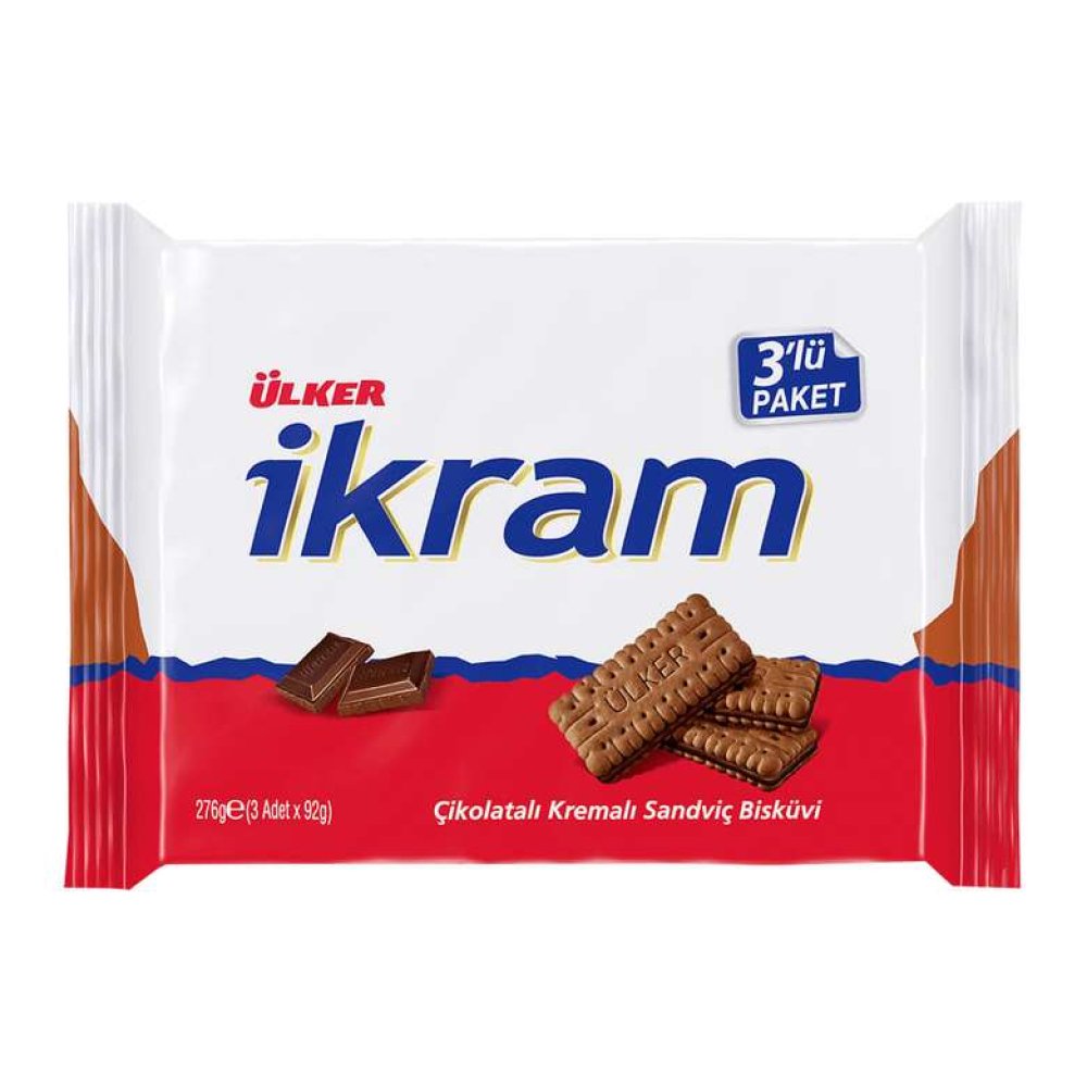 Ülker İkram Bisküvi Çikolata Kremalı 3X84 G