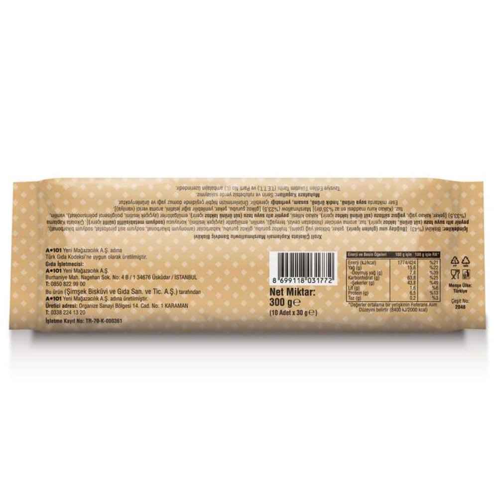 Xroll Bisküvi Çikolata Kremalı Sandviç 10X30 G