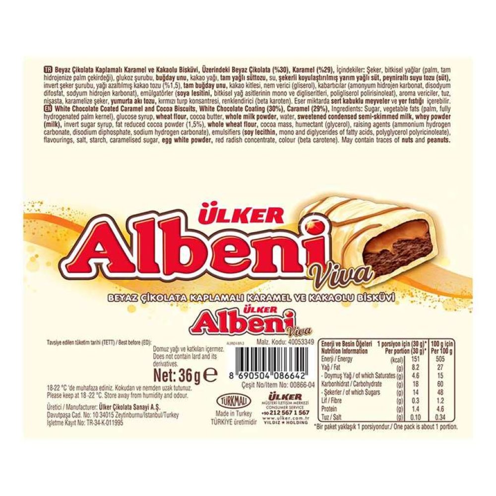 Ülker Albeni Viva Bar Çikolata Beyaz 36 g