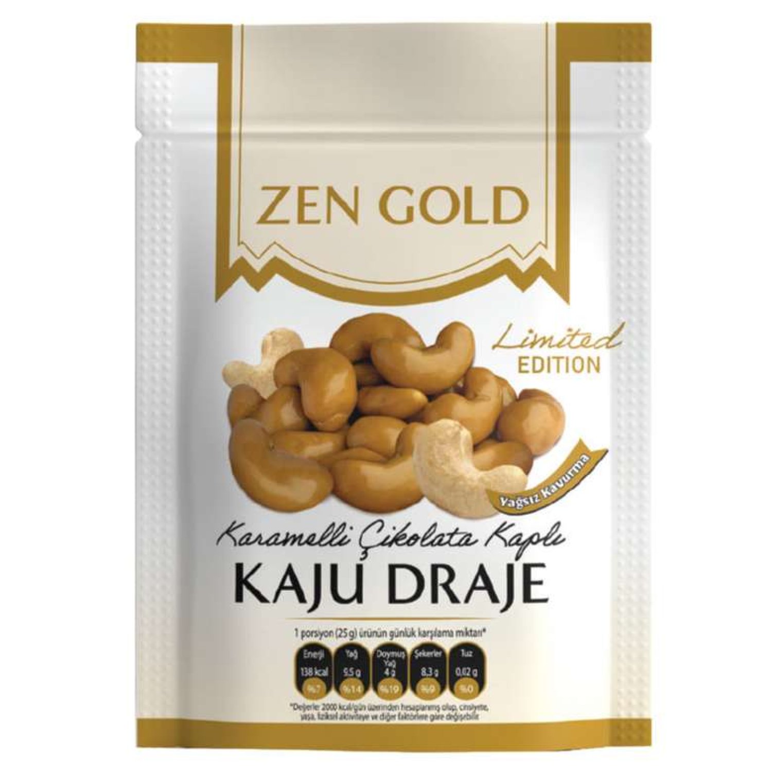 Zen Gold Karamelli Çikolata Kaplı Kaju Draje 80 G