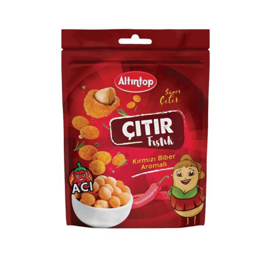Altıntop Kırmızı Acı Biber Aromalı Cips Fıstık 140 G