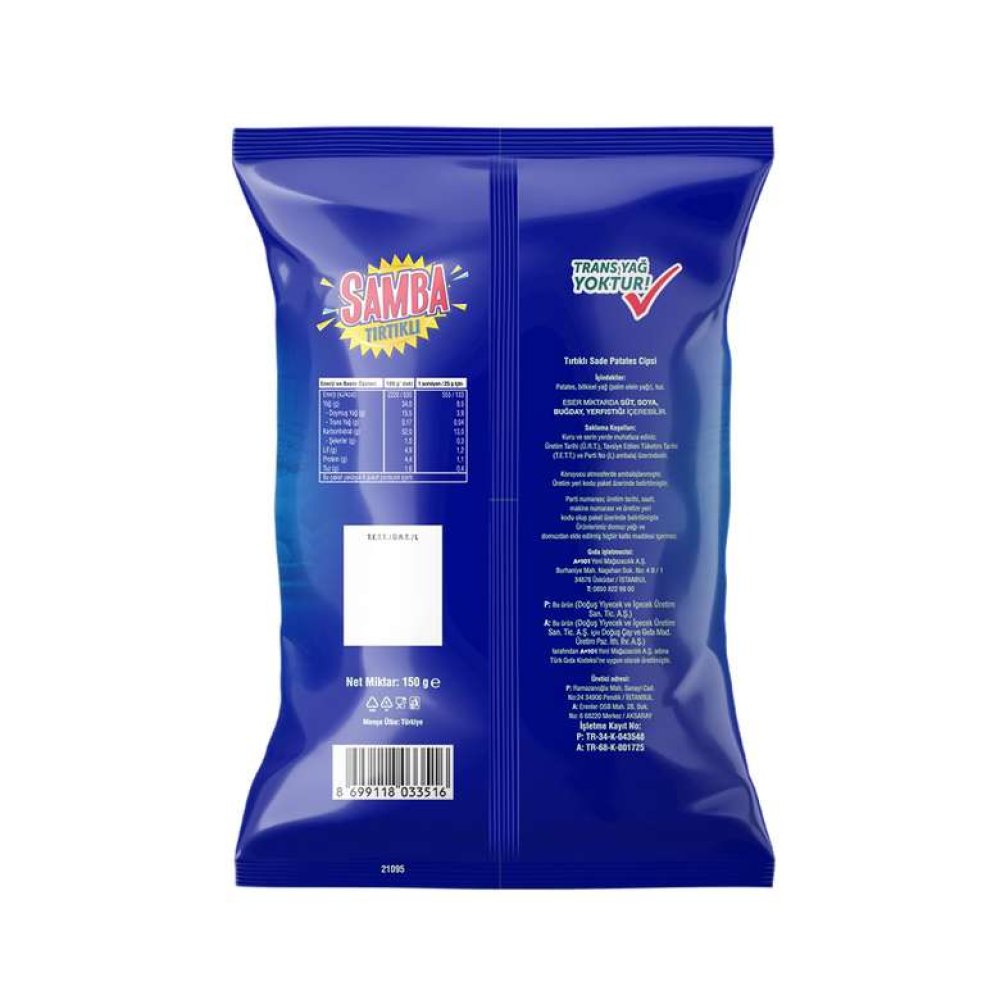 Samba Cips Patates Tırtıklı 150 G