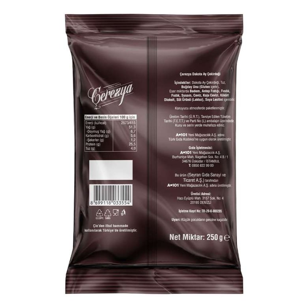 Çerezya İthal Dakota Ayçekirdeği 250 G