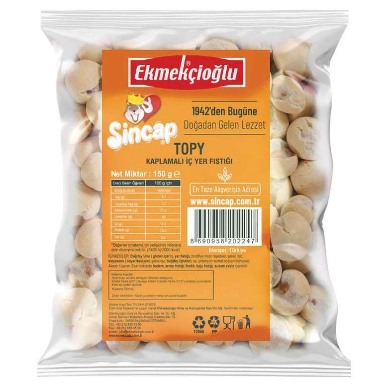 Ekmekçioğlu Topy Fıstık 150 G
