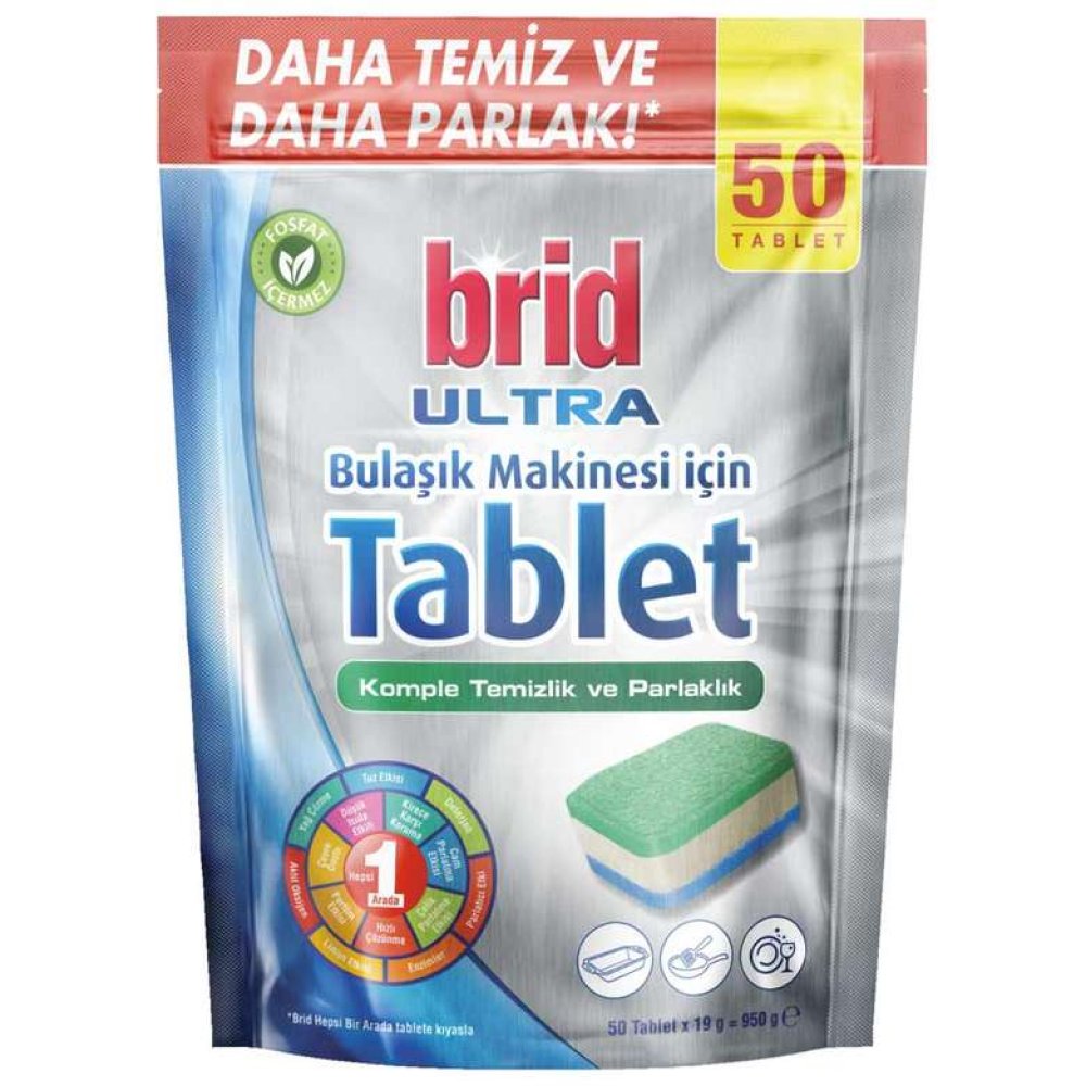 Brid Ultra Bulaşık Makinesi Tableti 50'li