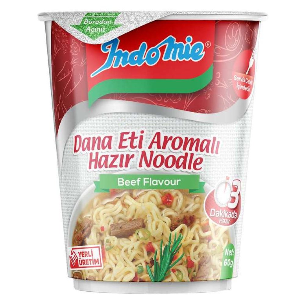 İndo Mie Noodle Bardak Dana Etli 60 g