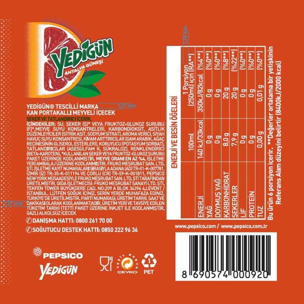 Yedigün Kan Portakalı 1,5 L