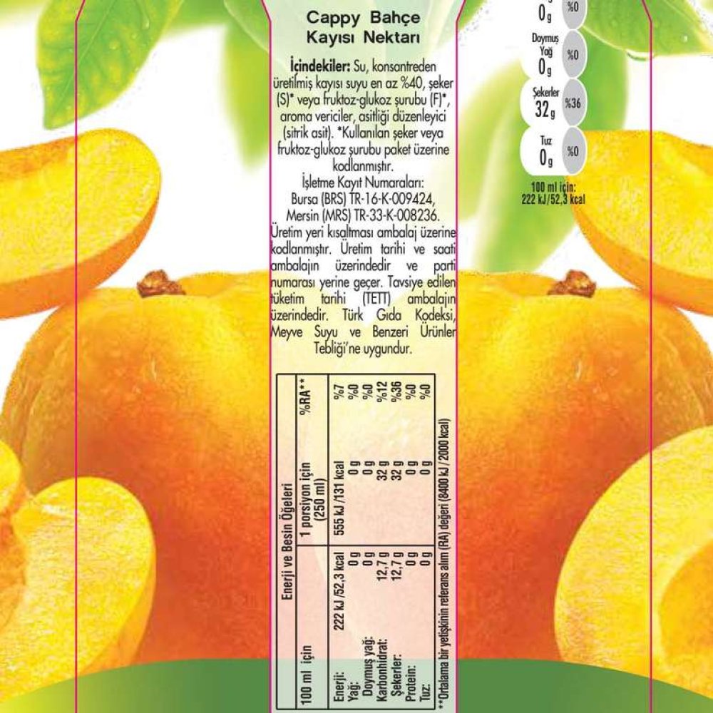 Cappy Kayısı Meyve Nektarı 1 L