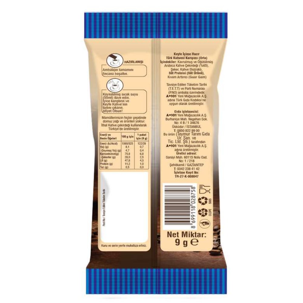 Keyfe Hazır Türk Kahvesi Orta 9 g