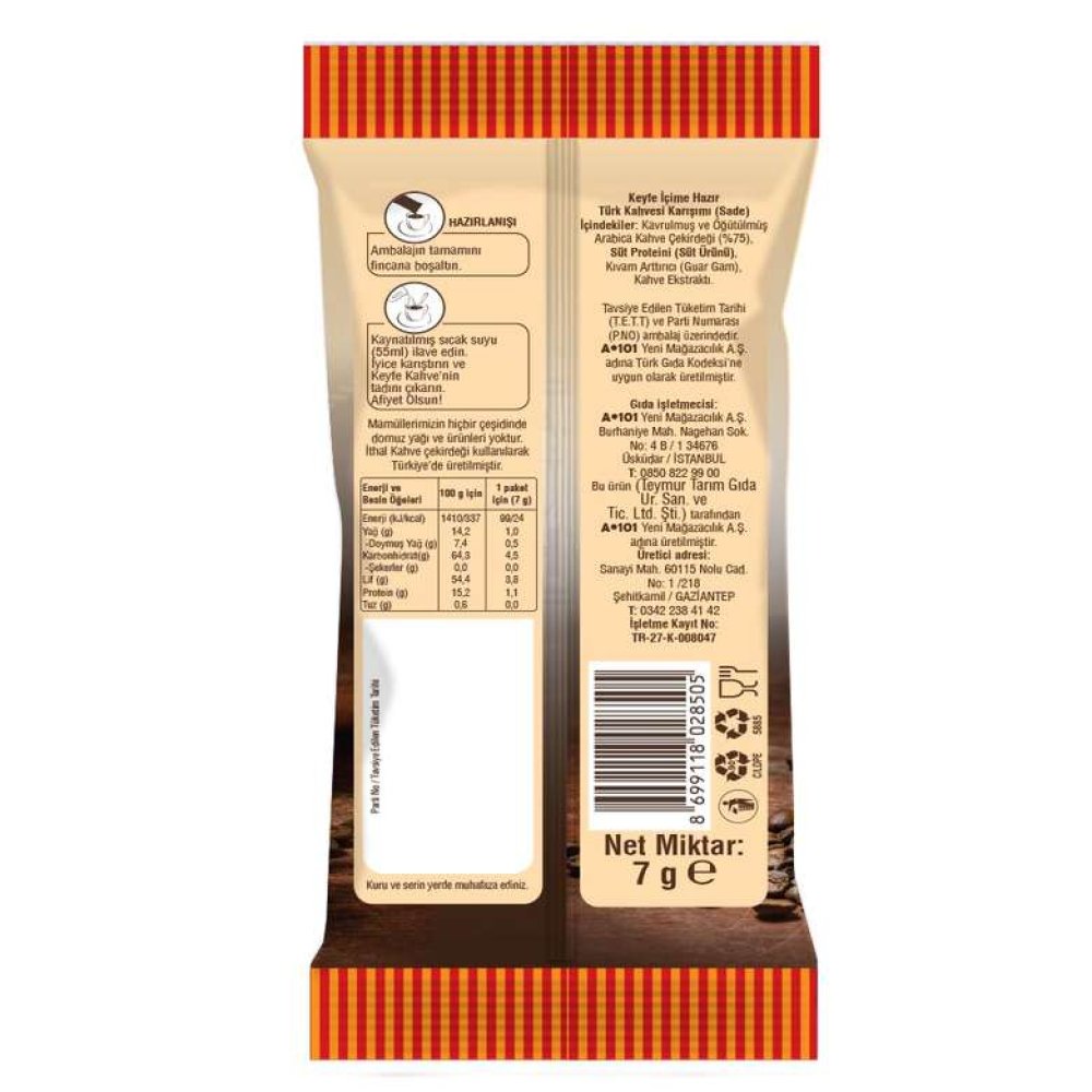 Keyfe Hazır Türk Kahvesi Sade 7 g