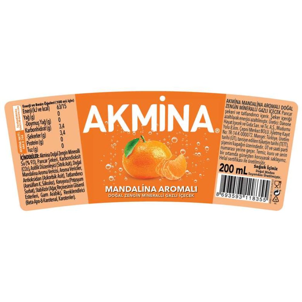 Akmina Maden Suyu Mandalina 6X200 Ml