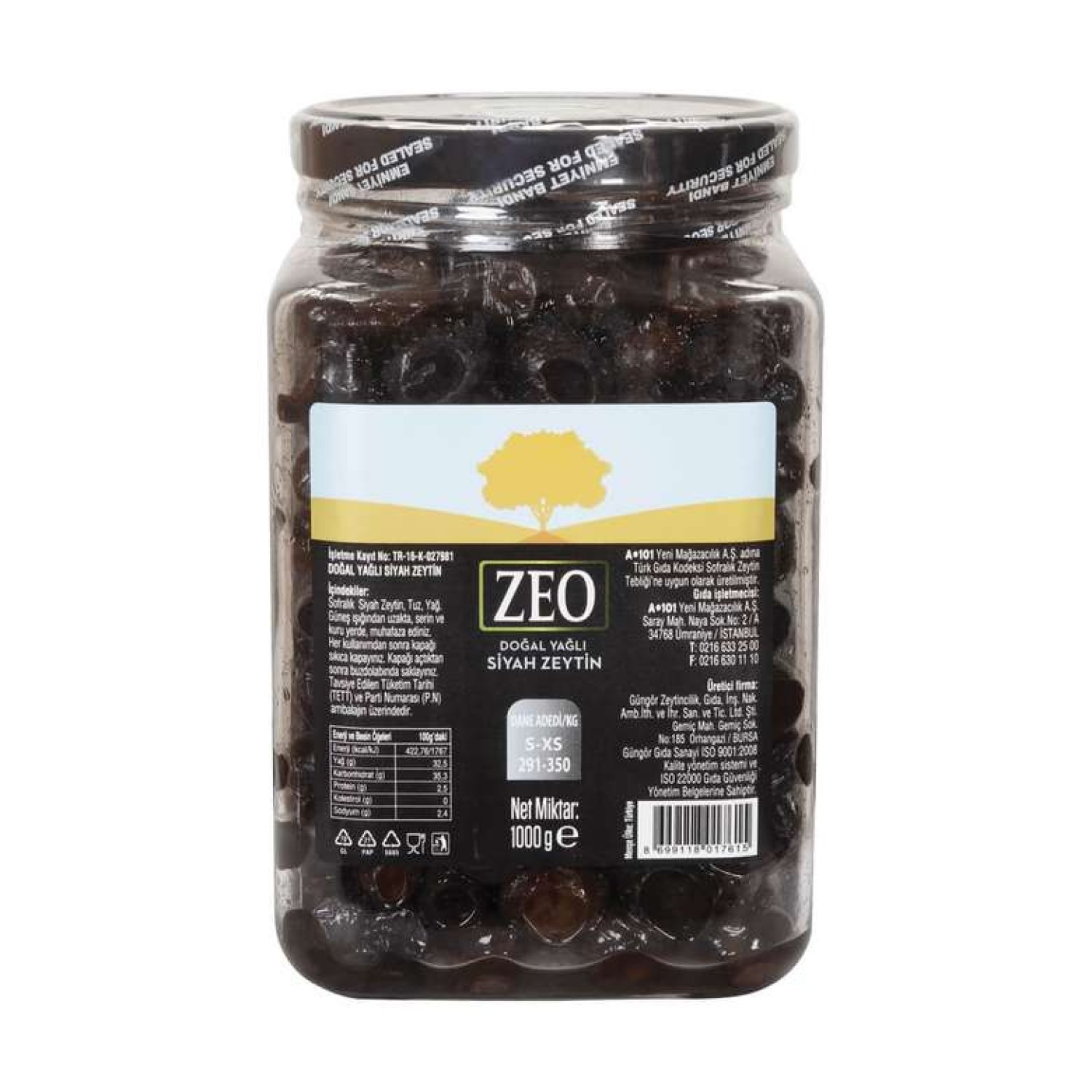 Zeo Siyah Zeytin S-xs 1000 G