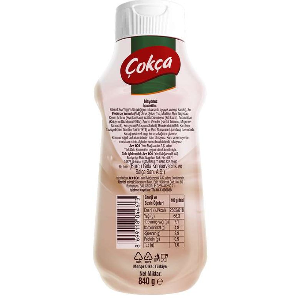 Çokça Mayonez 840 G