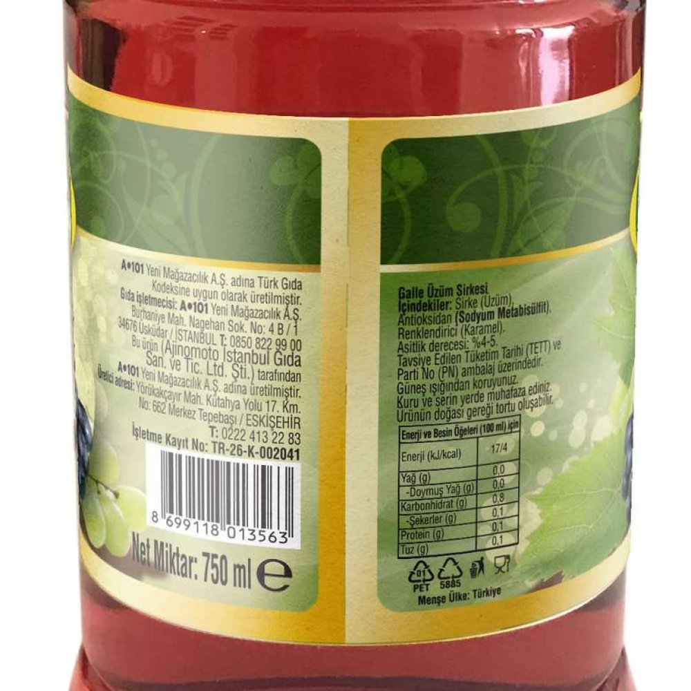 Galle Sirke Üzüm 750 Ml