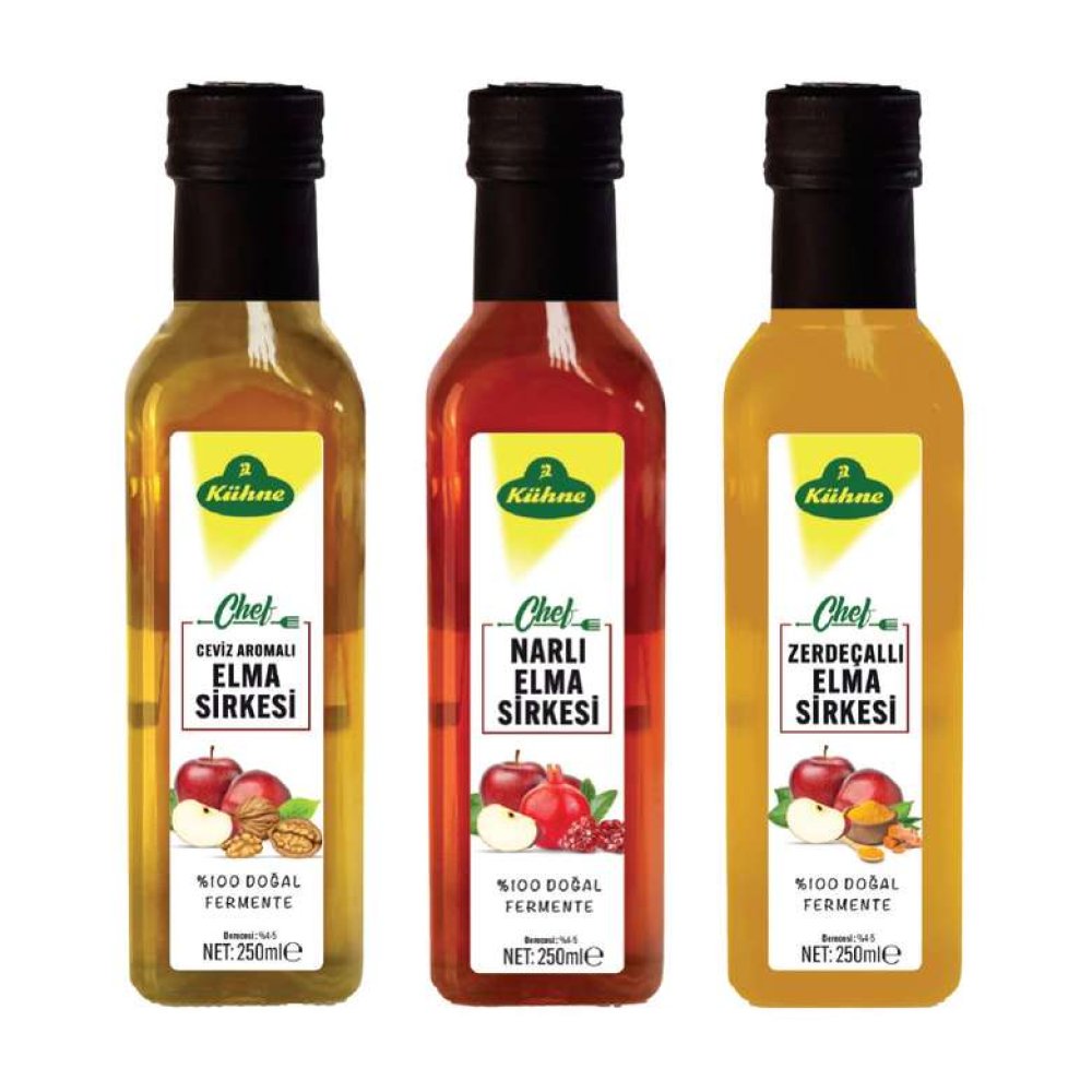 Kühne Elma Sirkesi Zerdeçallı Ceviz Aromalı Narlı 250 Ml