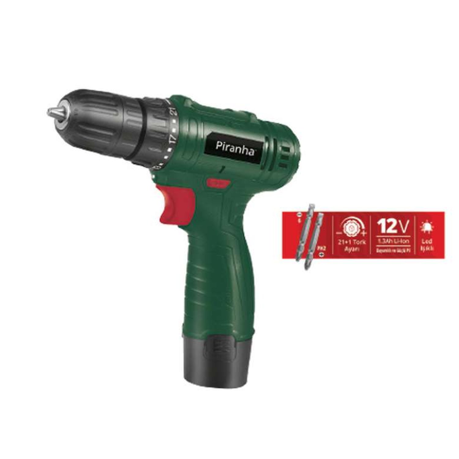 Piranha 12 V Akülü Vidalama Seti