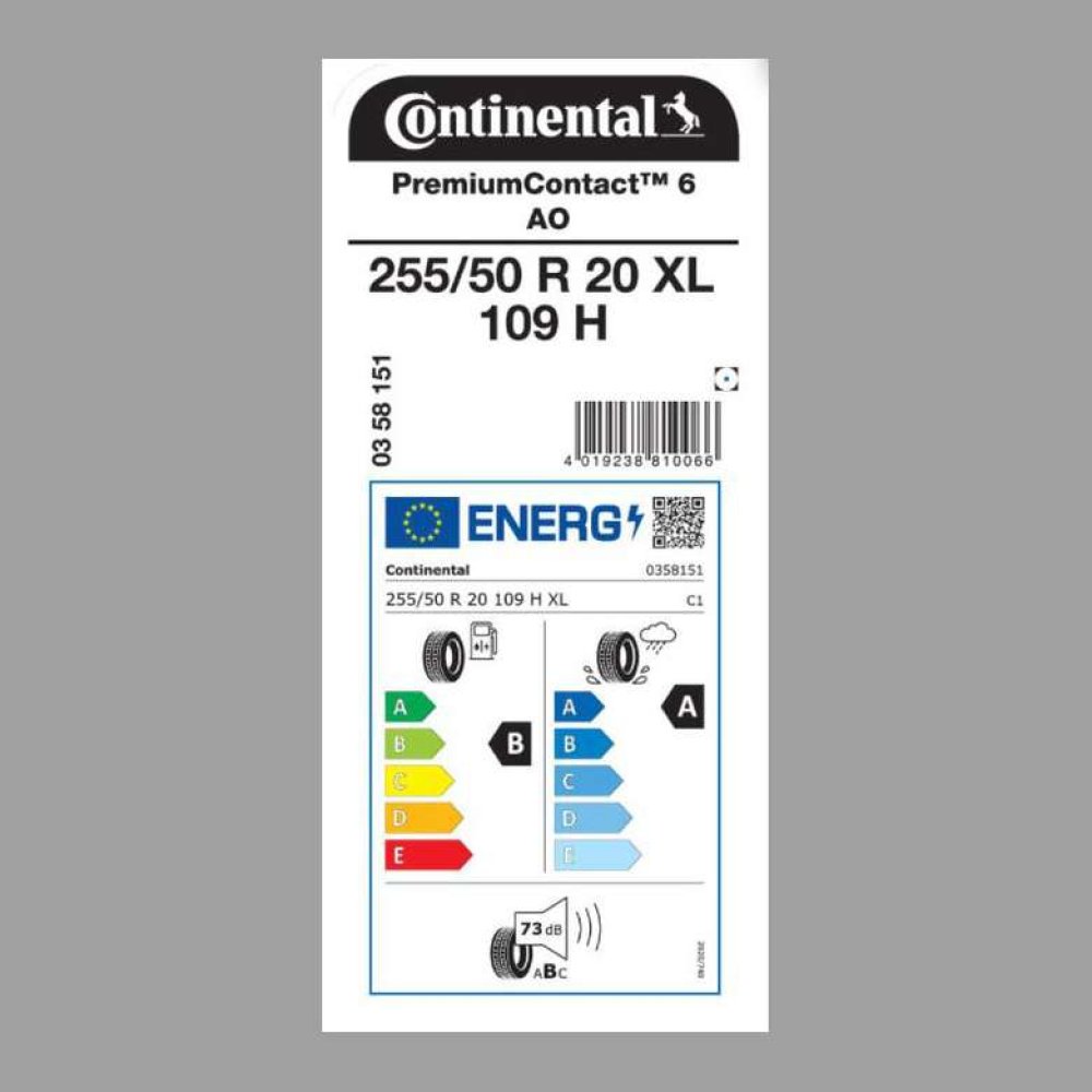 Continental 255/50 R20 109H XL Premium Contact 6 AO Yaz Oto Lastiği  (Üretim Tarihi: 38.Hafta 2021)