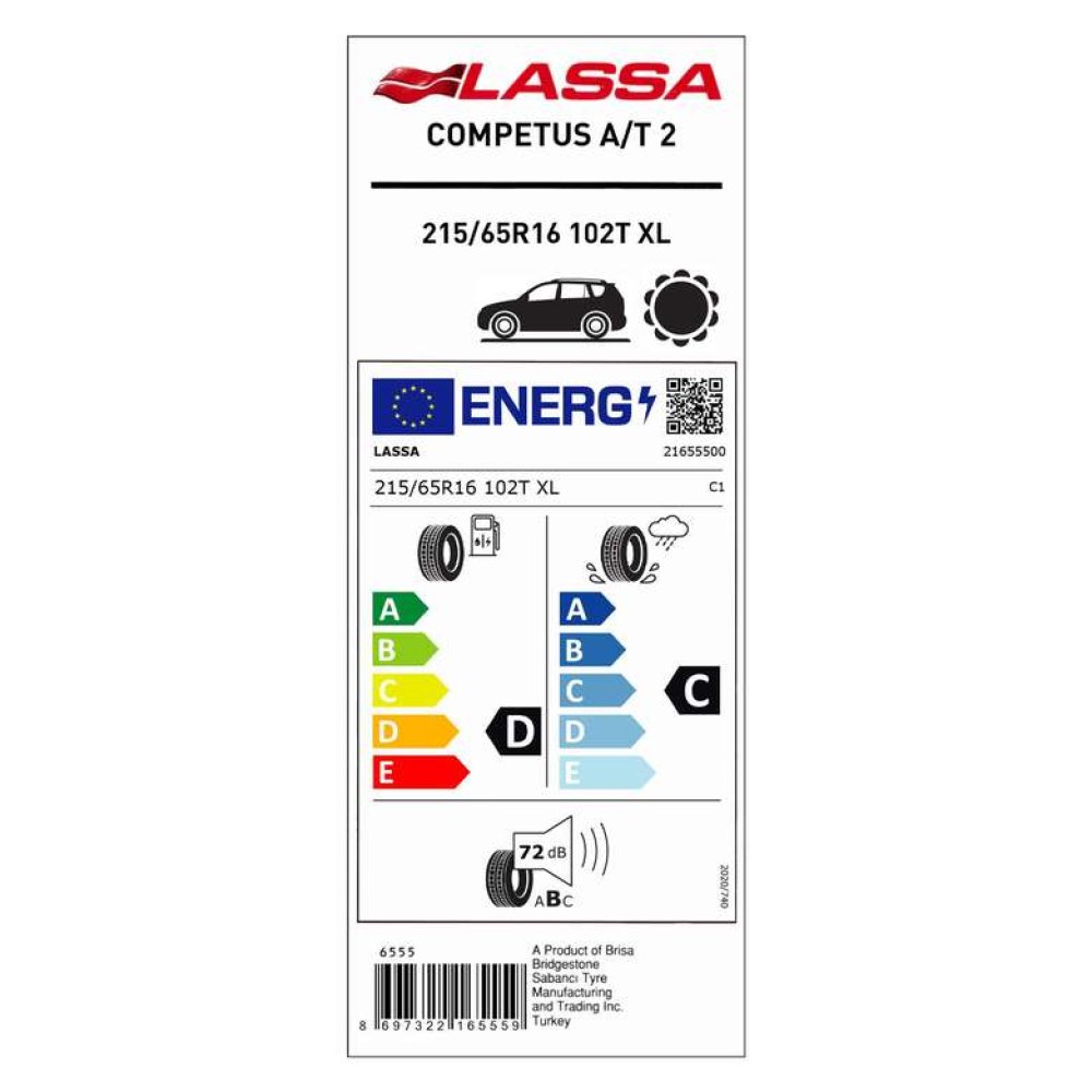 Lassa 215/65 R16 102T XL M+S Competus A/T 2 Yaz Oto Lastiği (Üretim Tarihi: 16.Hafta 2021)