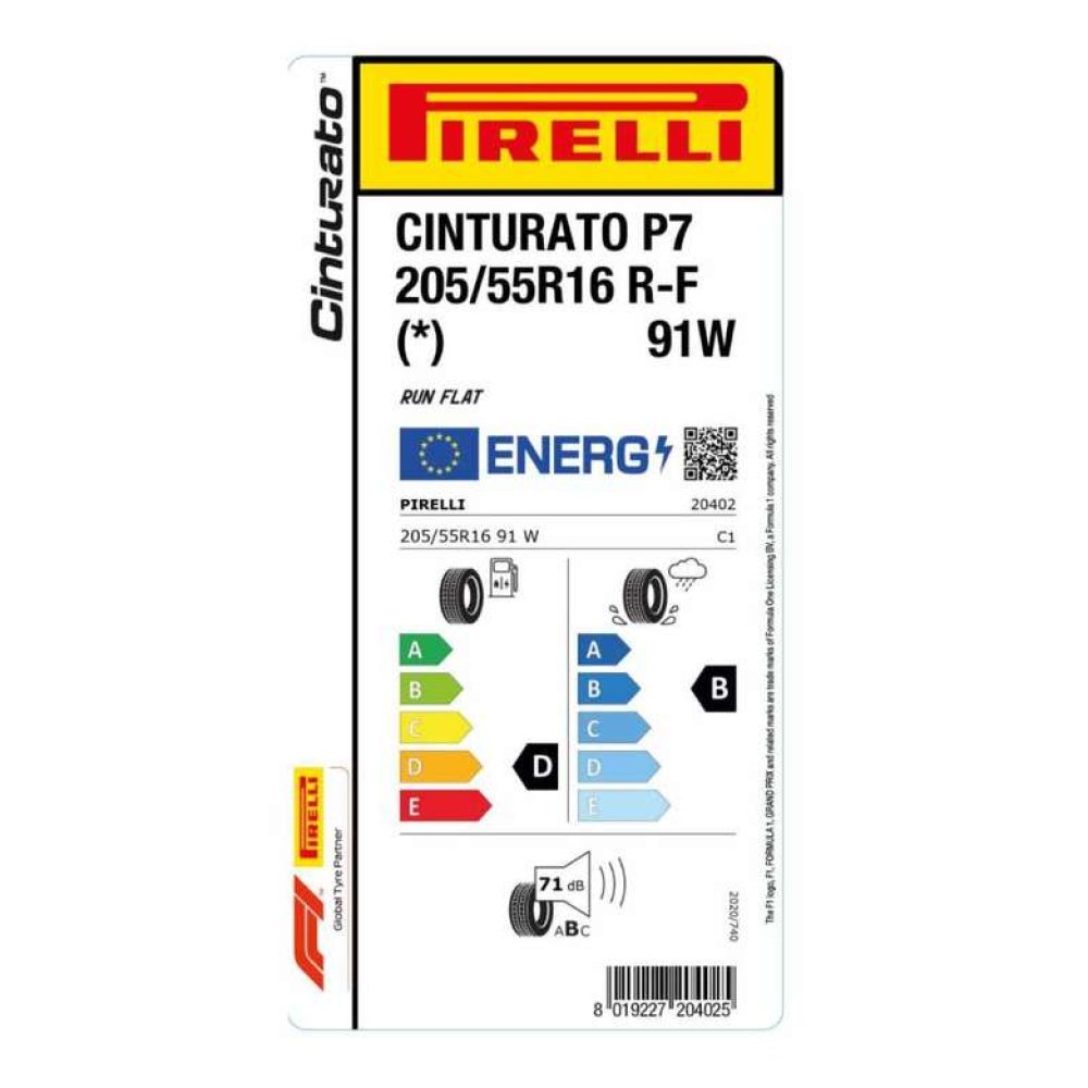 Pirelli 205/55 R16 91W (*) Eco Rft Cintrato P7 Yaz Oto Lastiği (Üretim Tarihi: 48.Hafta 2021)