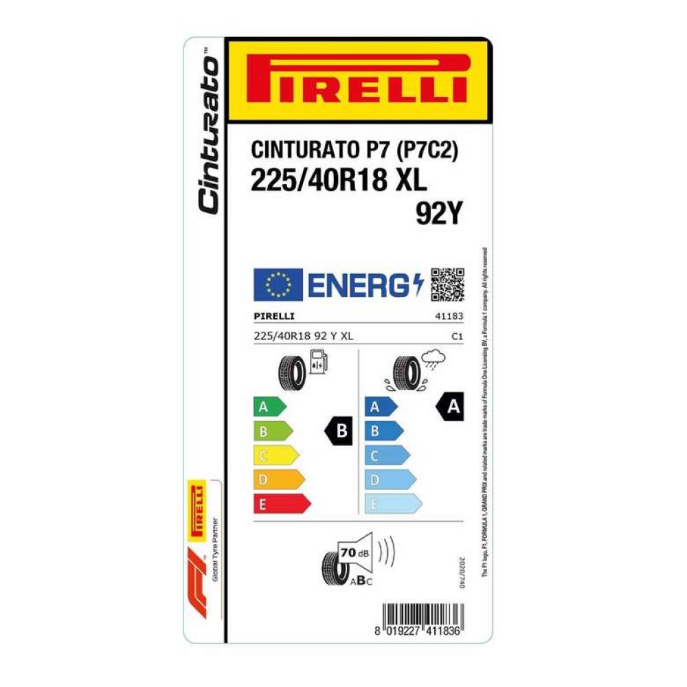 Pirelli 225/40 R18 92Y XL Cinturato Oto Yaz Lastiği  (Üretim Tarihi: 17.Hafta 2021)