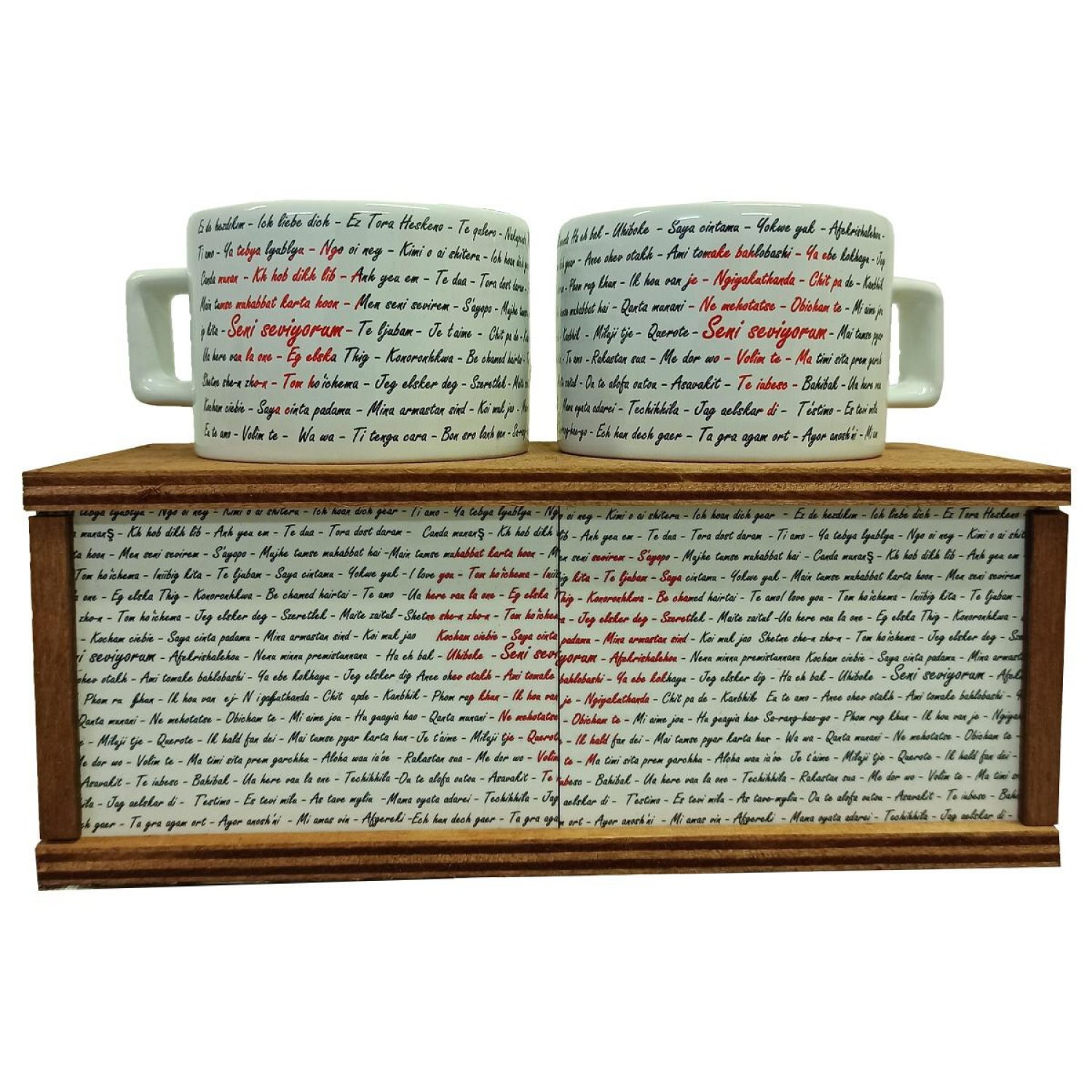 100 Dilde Seni Seviyorum Çift Bardakları