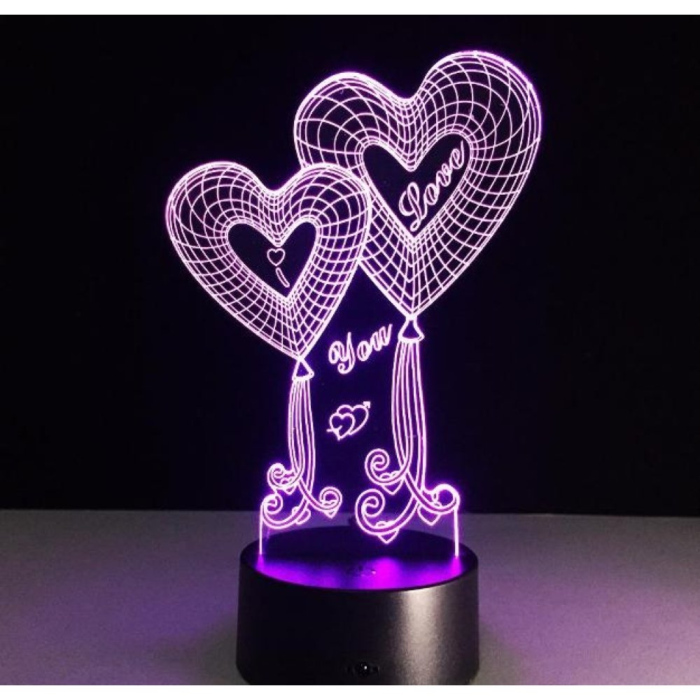 3 Boyutlu Sihirli Led Kalp Lamba