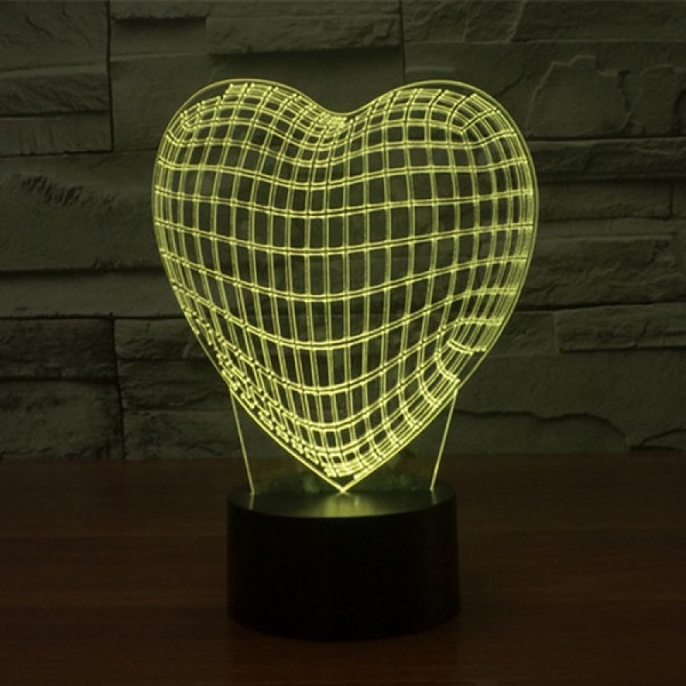 3D Sihirli Kalp Şeklinde Lamba
