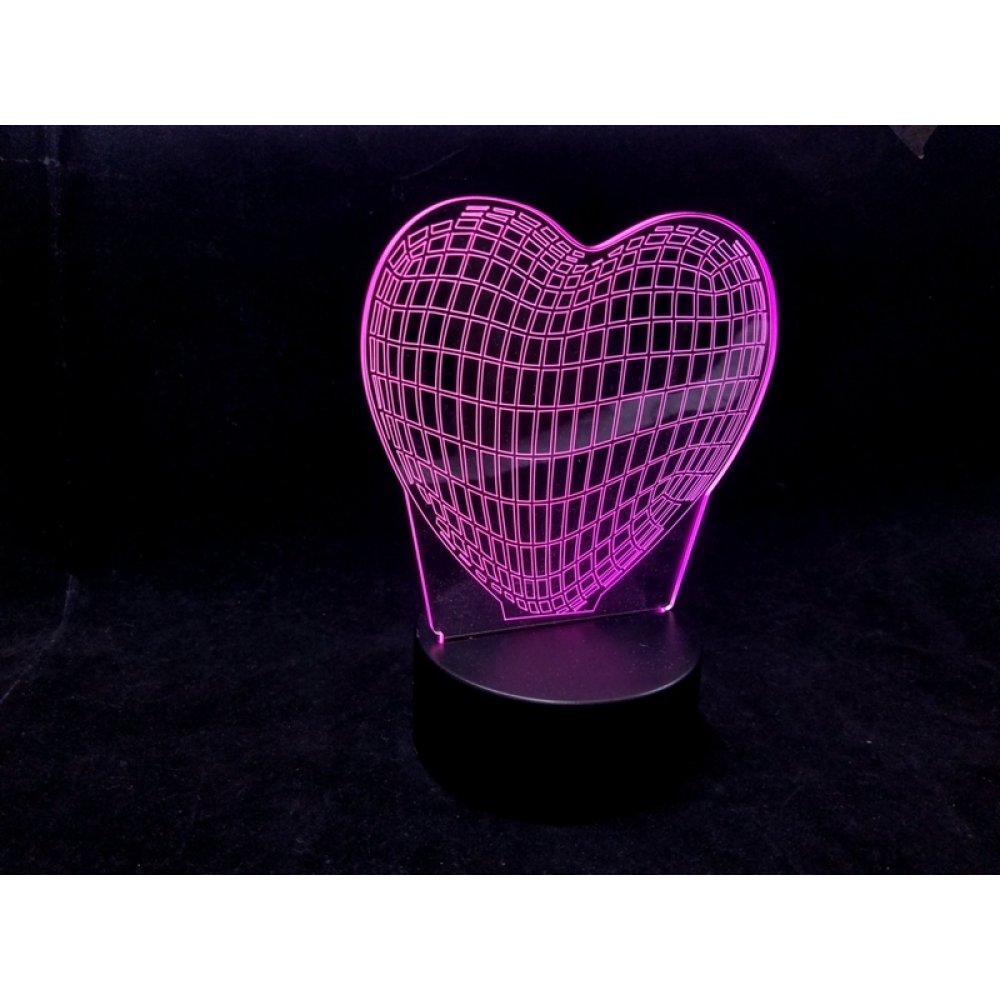 3D Sihirli Kalp Şeklinde Lamba