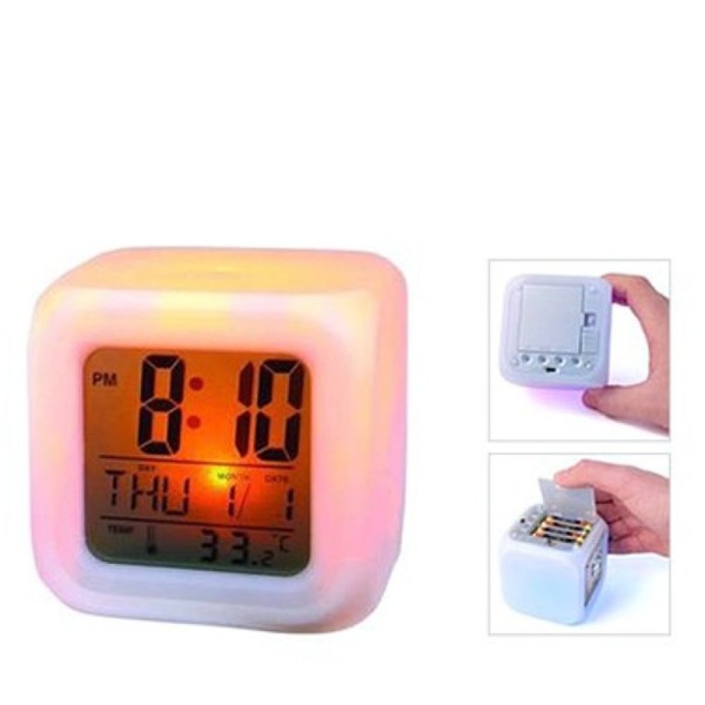 7 Renk Değiştiren Dijital Alarmlı Masa Saati