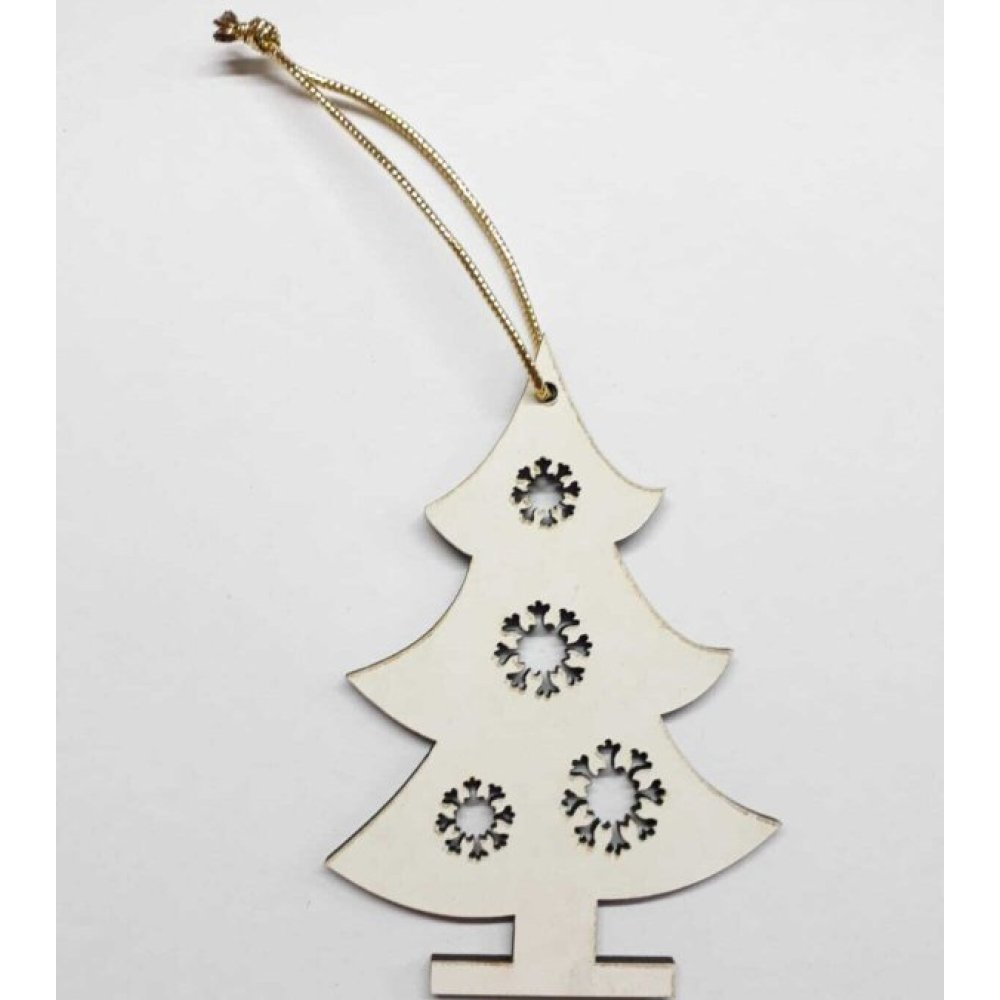 Ahşap Çam Ağacı Yılbaşı Süsü (3 Adet)